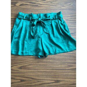 Worthington emerald green zip front shorts with belt size 16 NWOT